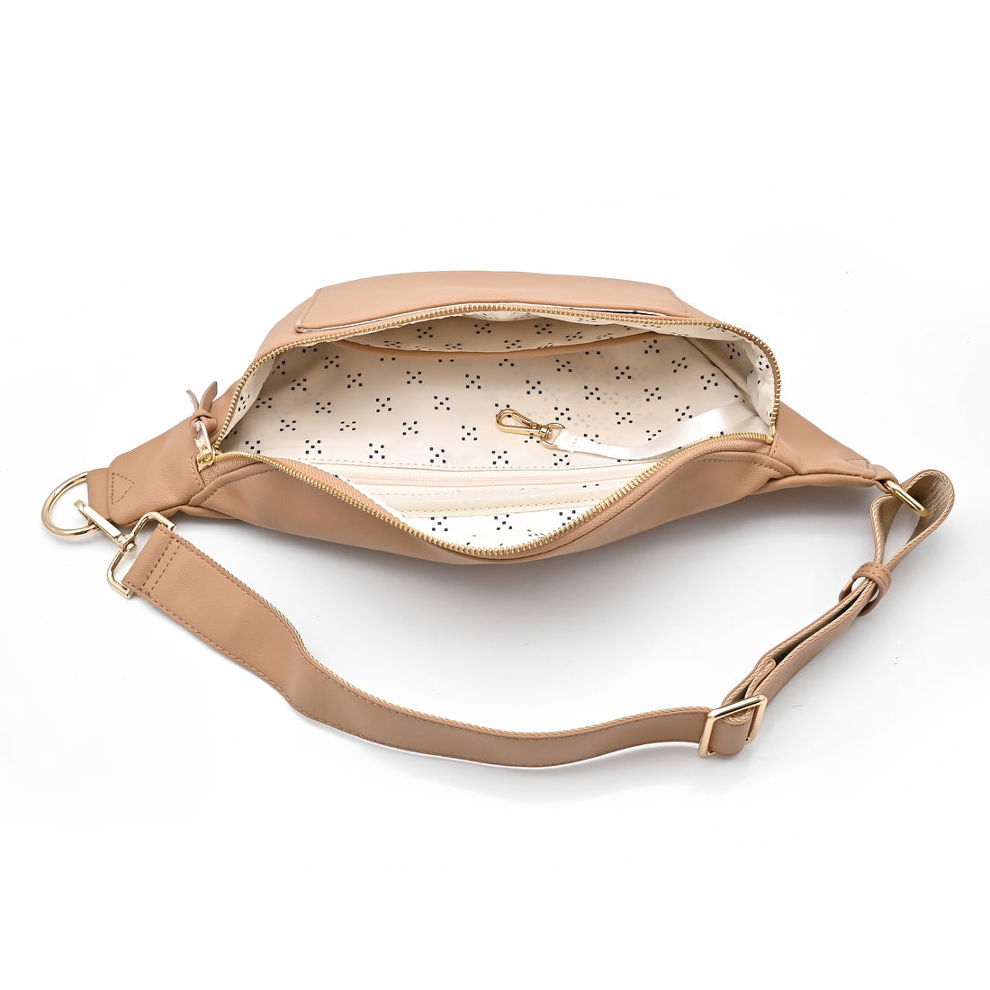 Tan Elkie fanny pack inside view