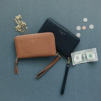 Ebony and Saddle genuine leather wallets