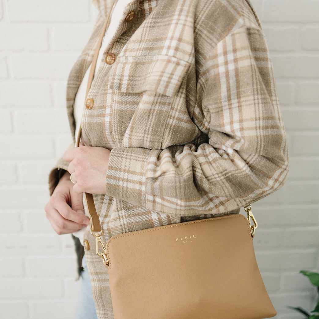 Tan crossbody purse Saddle Taupe Ebony