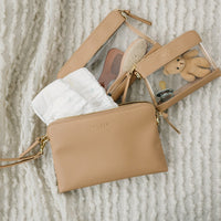 Elkie Co set of 3 packing pouches packed up Tan Saddle Taupe Ebony